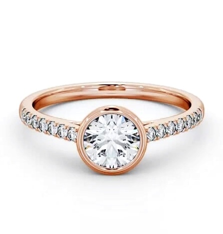 Round Diamond Bezel Set Engagement Ring 18K Rose Gold Solitaire ENRD88S_RG_THUMB2 