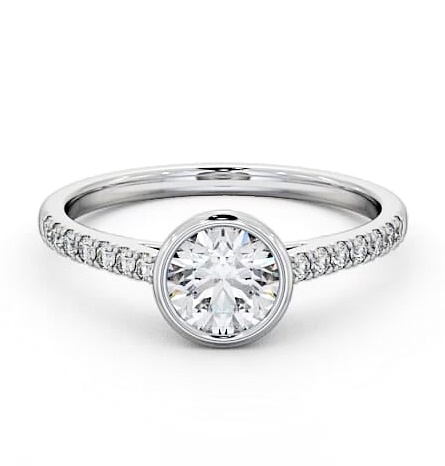 Round Diamond Bezel Set Engagement Ring 9K White Gold Solitaire ENRD88S_WG_THUMB1