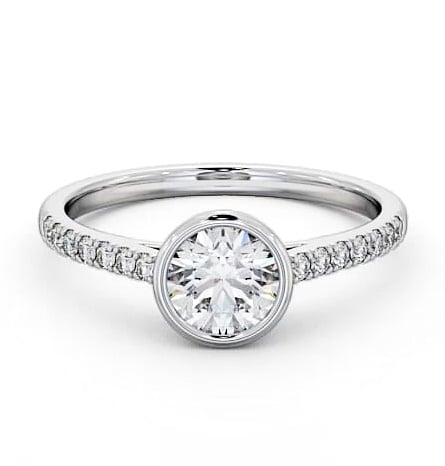 Round Diamond Bezel Set Engagement Ring Palladium Solitaire ENRD88S_WG_THUMB2 