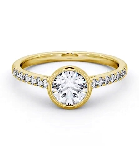 Round Diamond Bezel Set Engagement Ring 9K Yellow Gold Solitaire ENRD88S_YG_THUMB1