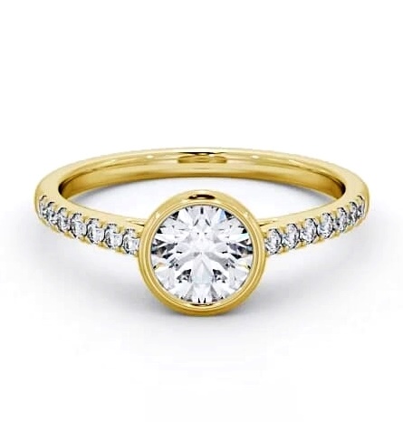 Round Diamond Bezel Set Engagement Ring 9K Yellow Gold Solitaire ENRD88S_YG_THUMB2 