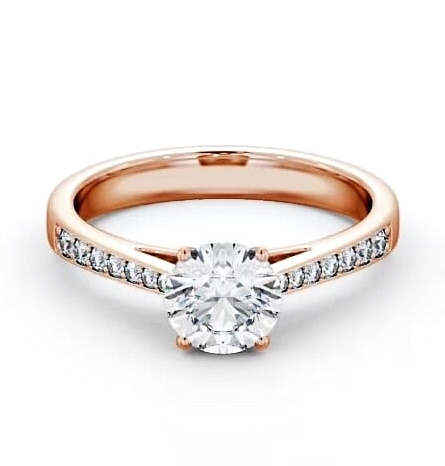 Round Diamond Cathedral Style Engagement Ring 9K Rose Gold Solitaire ENRD8S_RG_THUMB2 