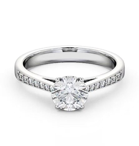 Round Diamond Cathedral Style Engagement Ring 9K White Gold Solitaire ENRD8S_WG_THUMB2 