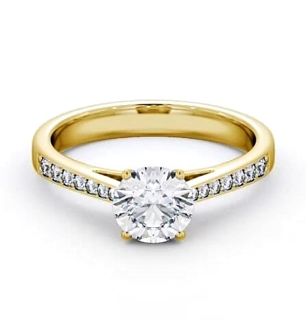 Round Diamond Cathedral Style Ring 18K Yellow Gold Solitaire ENRD8S_YG_THUMB2 