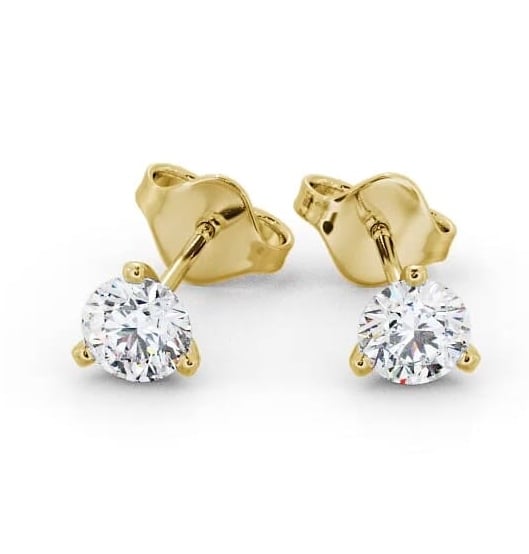 Round Diamond Three Claw Stud Earrings 18K Yellow Gold ERG126_YG_THUMB1