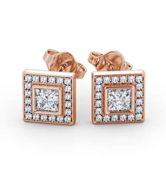 Halo Princess Diamond Bezel and Channel Earrings 18K Rose Gold ERG131_RG_THUMB1