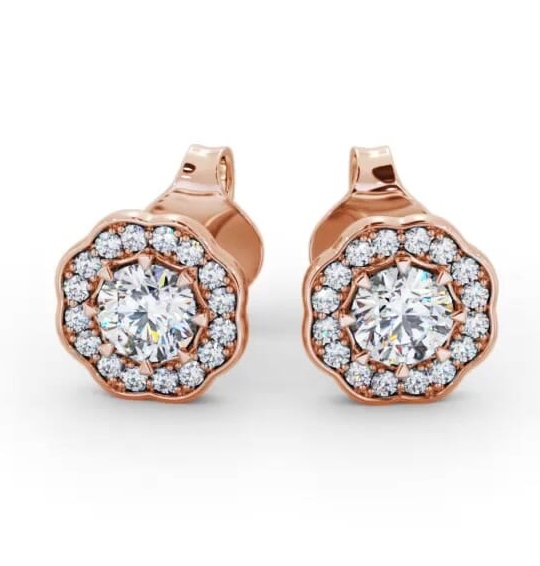 Halo Round Diamond Vintage Style Earrings 18K Rose Gold ERG142_RG_THUMB1