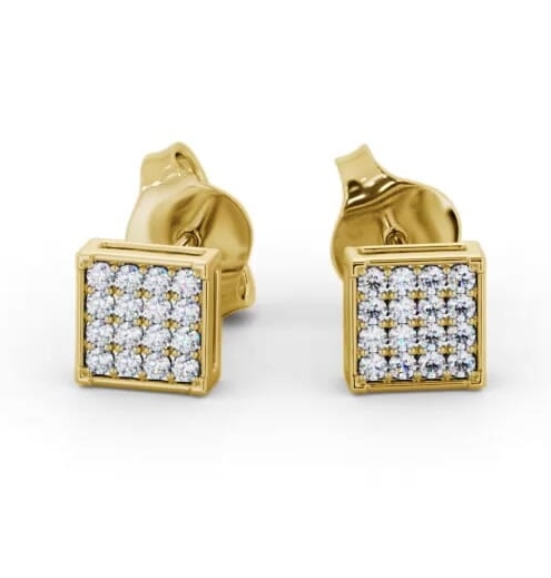 Square Style Round Diamond Cluster Earrings 18K Yellow Gold ERG156_YG_THUMB1