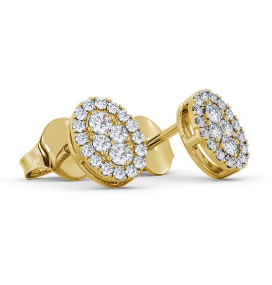 Oval Style Round Diamond Cluster Earrings 18K Yellow Gold ERG163_YG_THUMB1 