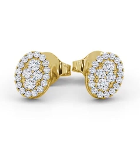 Oval Style Round Diamond Cluster Earrings 18K Yellow Gold ERG163_YG_THUMB1