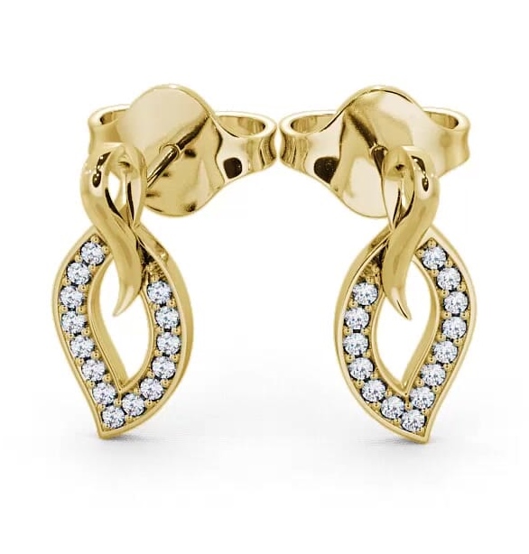 Leaf Shape Diamond Cluster Earrings 18K Yellow Gold ERG30_YG_THUMB1