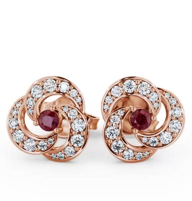 Cluster Ruby and Diamond 1.19ct Earrings 18K Rose Gold ERG32GEM_RG_RU_THUMB1