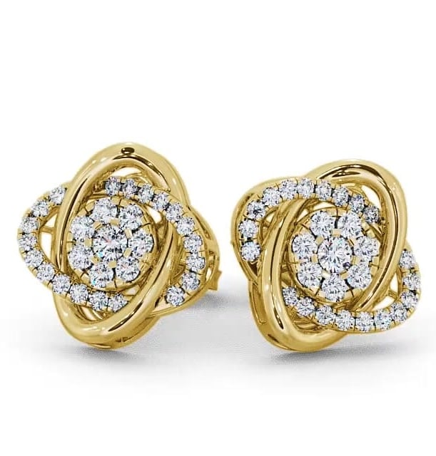 Cluster Round Diamond Swirling Design Earrings 18K Yellow Gold ERG62_YG_THUMB2 