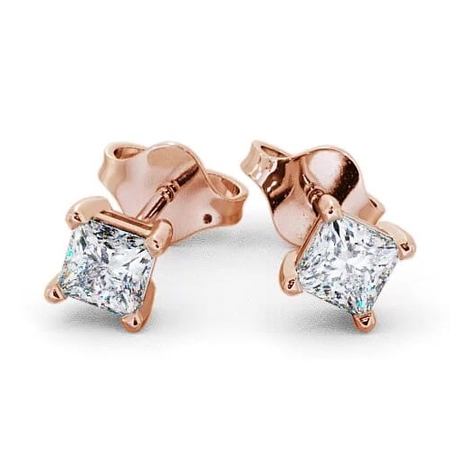 Princess Diamond Four Claw Stud Earrings 9K Rose Gold ERG68_RG_THUMB1