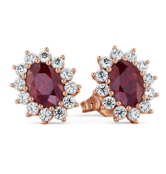 Cluster Ruby and Diamond 1.60ct Earrings 18K Rose Gold ERG6GEM_RG_RU_THUMB1