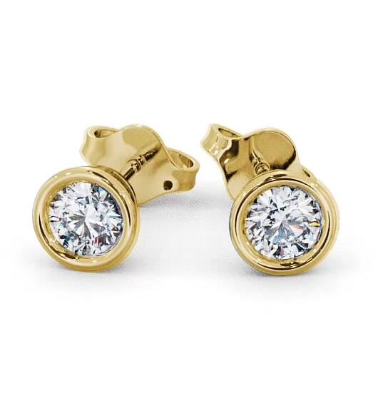 Round Diamond Bezel Stud Earrings 18K Yellow Gold ERG70_YG_THUMB1