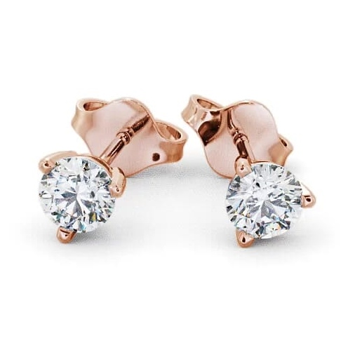 Round Diamond Three Claw Stud Earrings 9K Rose Gold ERG71_RG_THUMB1