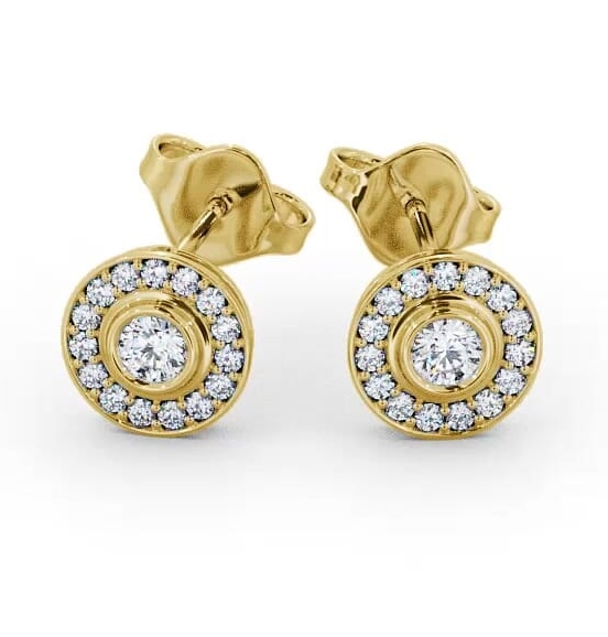 Halo Round Diamond Bezel and Channel Earrings 18K Yellow Gold ERG95_YG_THUMB1