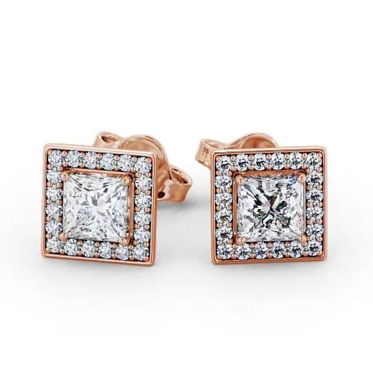 Halo Princess Diamond Square Earrings 9K Rose Gold ERG97_RG_THUMB1