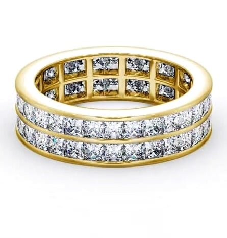 Full Eternity Princess Diamond Double Channel Ring 18K Yellow Gold FE10_YG_THUMB1