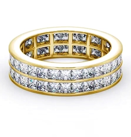 Full Eternity Princess Diamond Double Channel Ring 18K Yellow Gold FE10_YG_THUMB2 