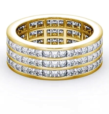 Full Eternity Princess Diamond Treble Channel Ring 9K Yellow Gold FE12_YG_THUMB2 