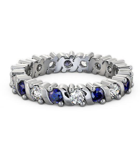 Full Eternity Blue Sapphire and Diamond 1.35ct Ring 18K White Gold FE16GEM_WG_BS_THUMB2 