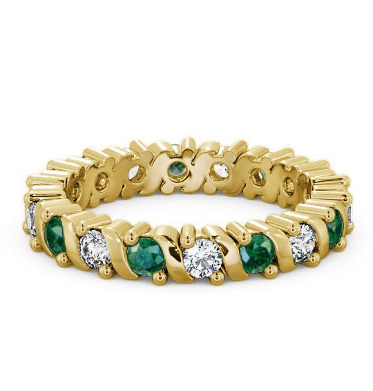 Full Eternity Emerald and Diamond 1.17ct Ring 18K Yellow Gold FE16GEM_YG_EM_THUMB1
