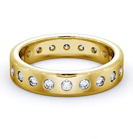 Ladies Round Diamond Flush Setting Wedding Ring 18K Yellow Gold FE18_YG_THUMB1