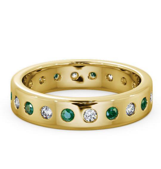 Emerald and Diamond 0.60ct Wedding Ring 18K Yellow Gold FE18GEM_YG_EM_THUMB1