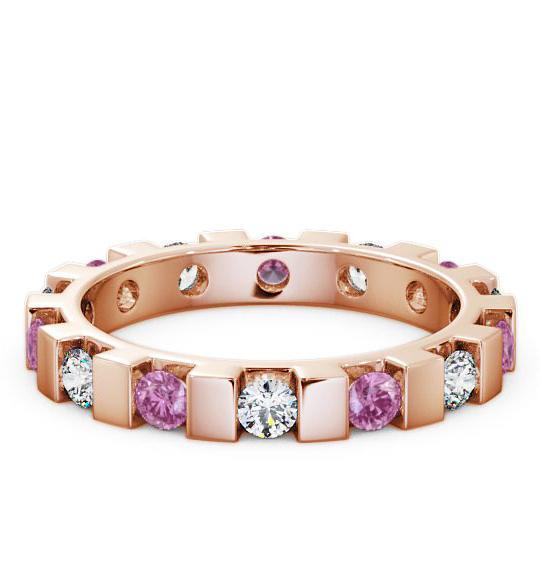 Full Eternity Pink Sapphire and Diamond 1.05ct Ring 9K Rose Gold FE20GEM_RG_PS_THUMB1