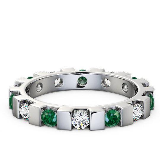 Full Eternity Emerald and Diamond 0.91ct Ring 9K White Gold FE20GEM_WG_EM_THUMB1