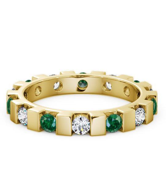 Full Eternity Emerald and Diamond 0.91ct Ring 18K Yellow Gold FE20GEM_YG_EM_THUMB1