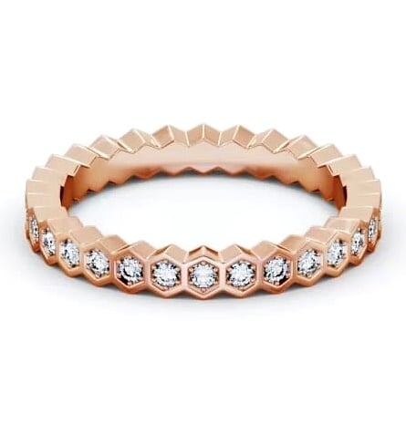 Full Eternity Round Diamond Bezel Hexagon Ring 9K Rose Gold FE24_RG_THUMB1