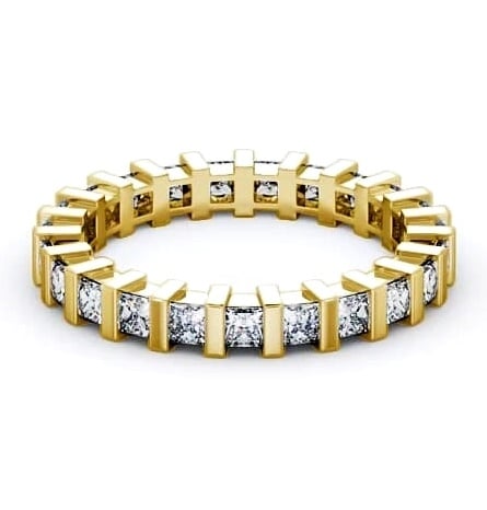 Full Eternity Princess Diamond Tension Set Ring 9K Yellow Gold FE4_YG_THUMB1