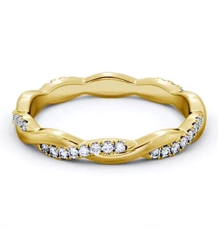 Ladies Round Diamond 0.20ct Crossover Wedding Ring 18K Yellow Gold FE69_YG_THUMB2 