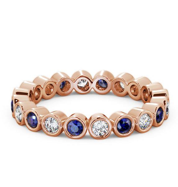Full Eternity Blue Sapphire and Diamond 0.70ct Ring 9K Rose Gold FE6GEM_RG_BS_THUMB1