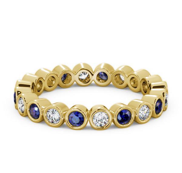 Full Eternity Blue Sapphire and Diamond 0.70ct Ring 18K Yellow Gold FE6GEM_YG_BS_THUMB1