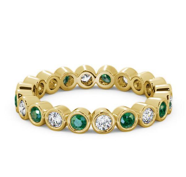 Full Eternity Emerald and Diamond 0.60ct Ring 18K Yellow Gold FE6GEM_YG_EM_THUMB1