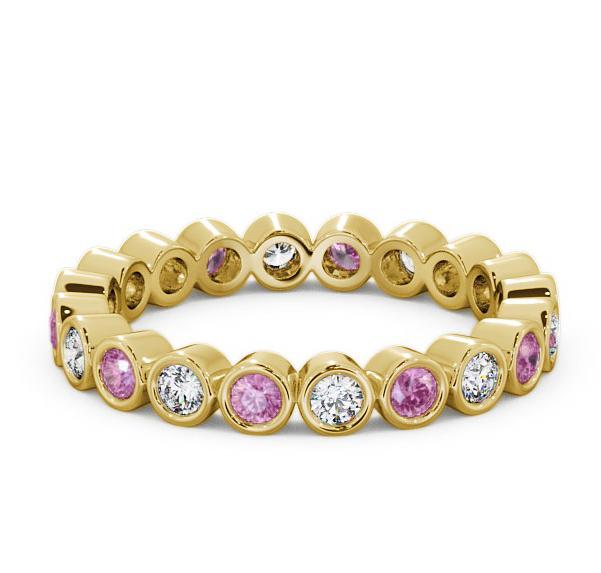 Full Eternity Pink Sapphire and Diamond 0.70ct Ring 9K Yellow Gold FE6GEM_YG_PS_THUMB1