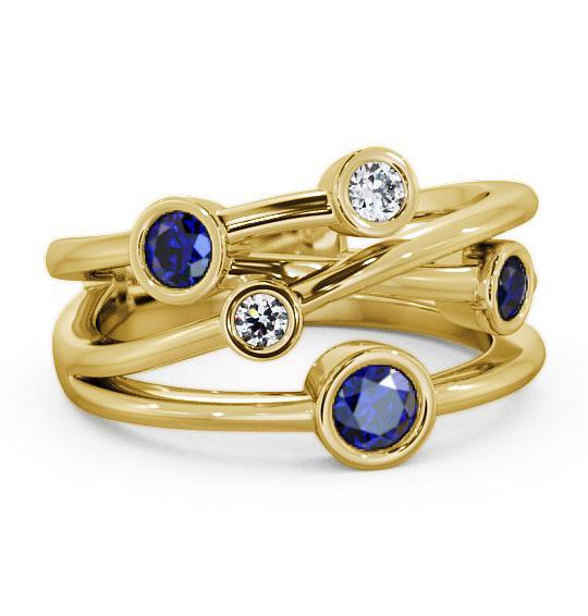 Five Stone Blue Sapphire and Diamond 0.82ct Ring 18K Yellow Gold FV20GEM_YG_BS_THUMB1