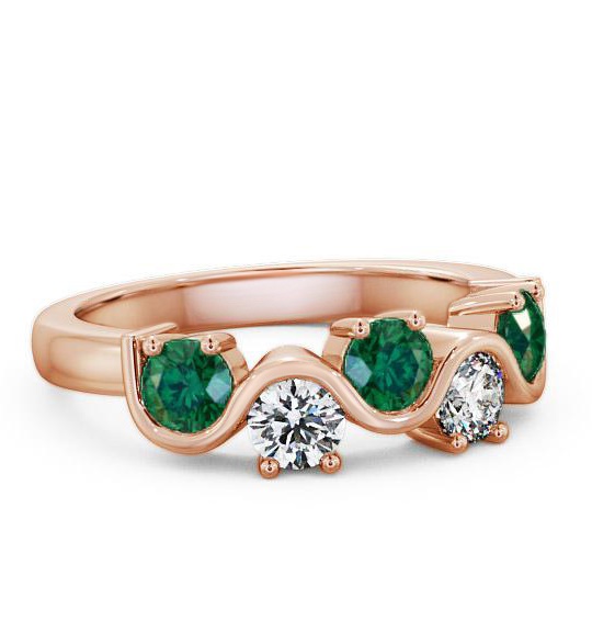 Five Stone Emerald and Diamond 0.81ct Ring 9K Rose Gold FV21GEM_RG_EM_THUMB1