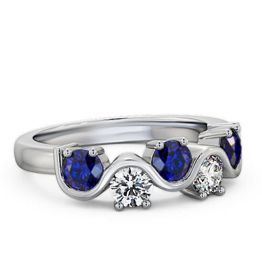 Five Stone Blue Sapphire and Diamond 0.90ct Ring 18K White Gold FV21GEM_WG_BS_THUMB2 