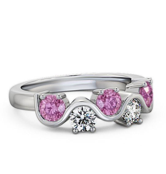 Five Stone Pink Sapphire and Diamond 0.90ct Ring 18K White Gold FV21GEM_WG_PS_THUMB2 