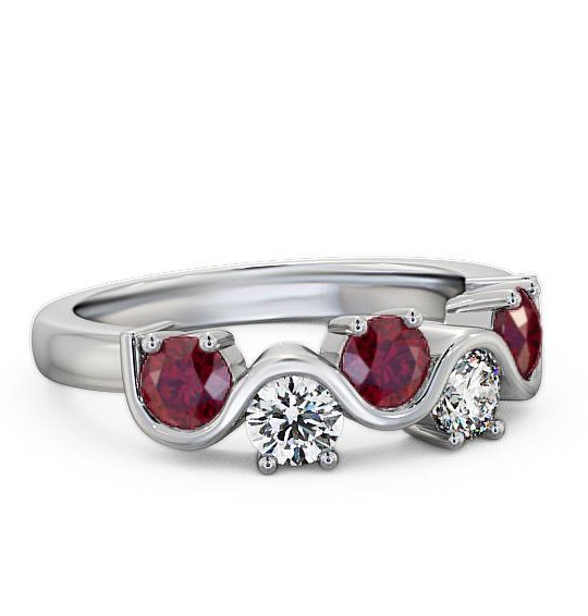 Five Stone Ruby and Diamond 0.90ct Ring 18K White Gold FV21GEM_WG_RU_THUMB2 