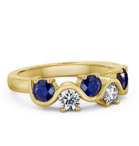 Five Stone Blue Sapphire and Diamond 0.90ct Ring 18K Yellow Gold FV21GEM_YG_BS_THUMB1