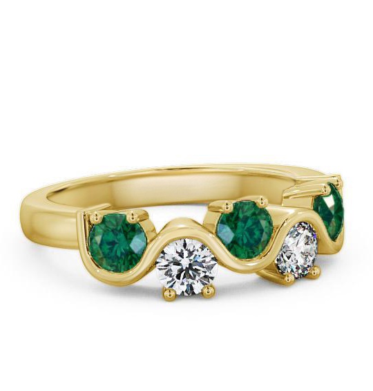 Five Stone Emerald and Diamond 0.81ct Ring 18K Yellow Gold FV21GEM_YG_EM_THUMB1