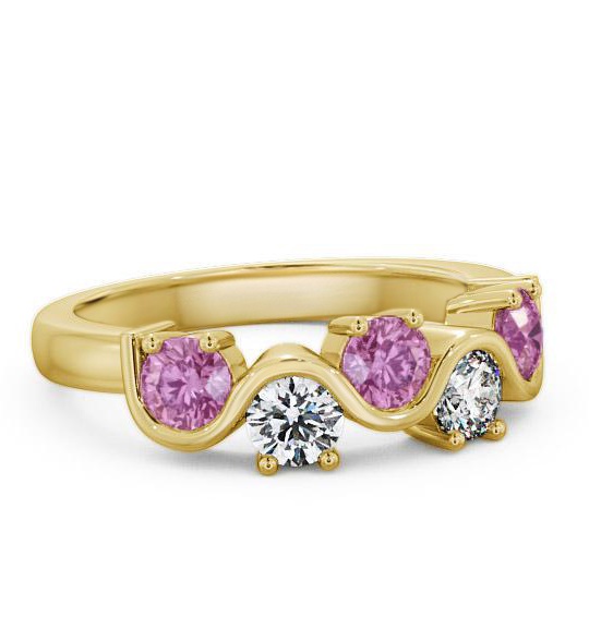 Five Stone Pink Sapphire and Diamond 0.90ct Ring 18K Yellow Gold FV21GEM_YG_PS_THUMB1