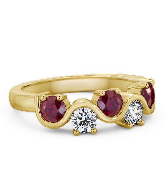 Five Stone Ruby and Diamond 0.90ct Ring 18K Yellow Gold FV21GEM_YG_RU_THUMB1