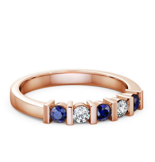 Five Stone Blue Sapphire and Diamond 0.41ct Ring 9K Rose Gold FV6GEM_RG_BS_THUMB1